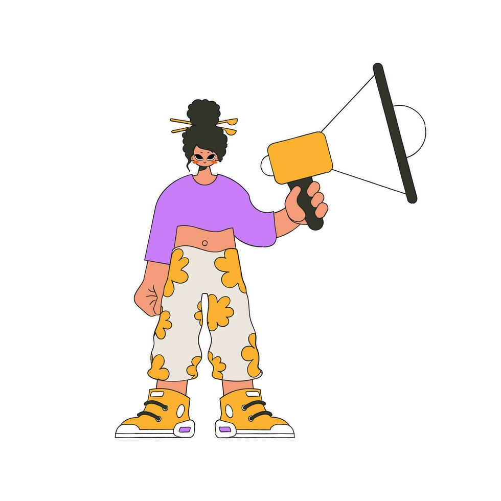 Girl with a megaphone. labor market. Human resource and recruitment. vector