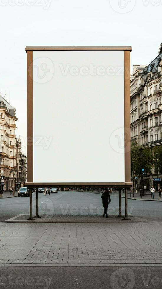 Historic cityscape crowned by a blank billboard frame, blending the old and the new AI Generative photo