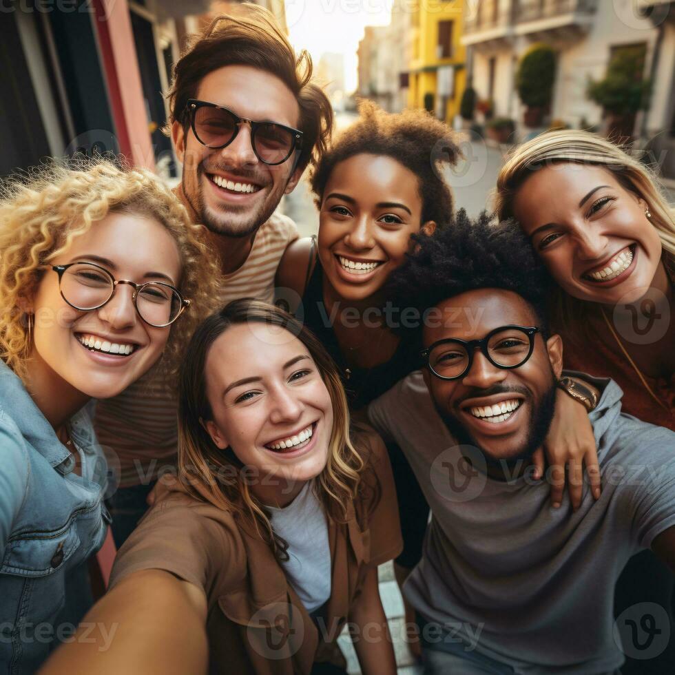 Authentic moments with diverse backgrounds capturing genuine smiles and unplanned reactions AI Generative photo