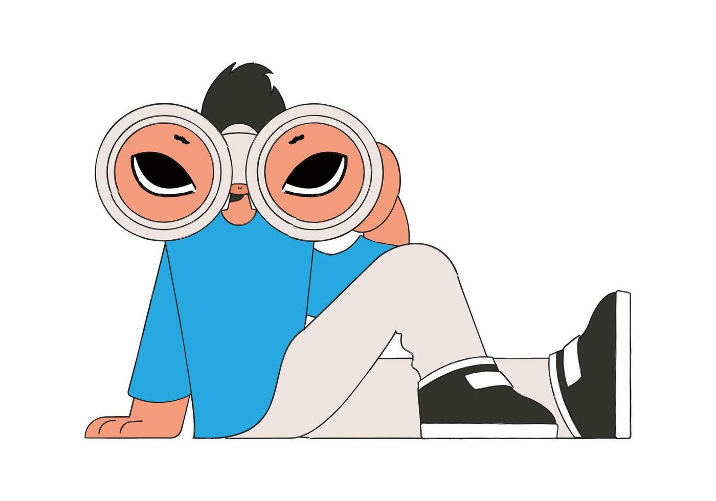 Attractive man holds binoculars in his hands. Good for job postings and flyers. vector