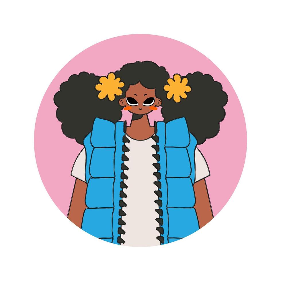Avatar of a woman in the style of the 80s and 90s. vector