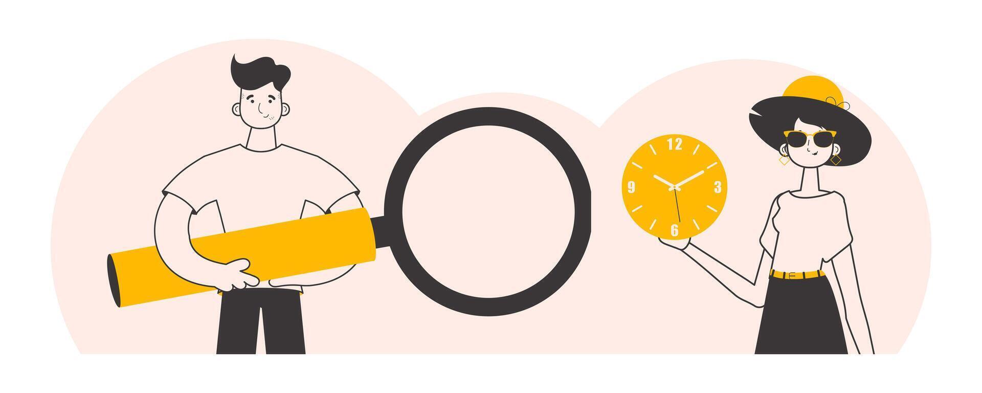 The concept of finding people to work. Lineart minimalistic style. . vector