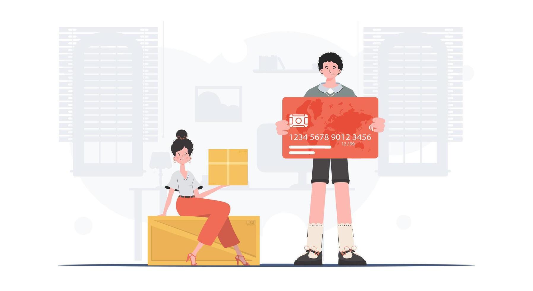 Parcel delivery. Trendy cartoon style. . vector