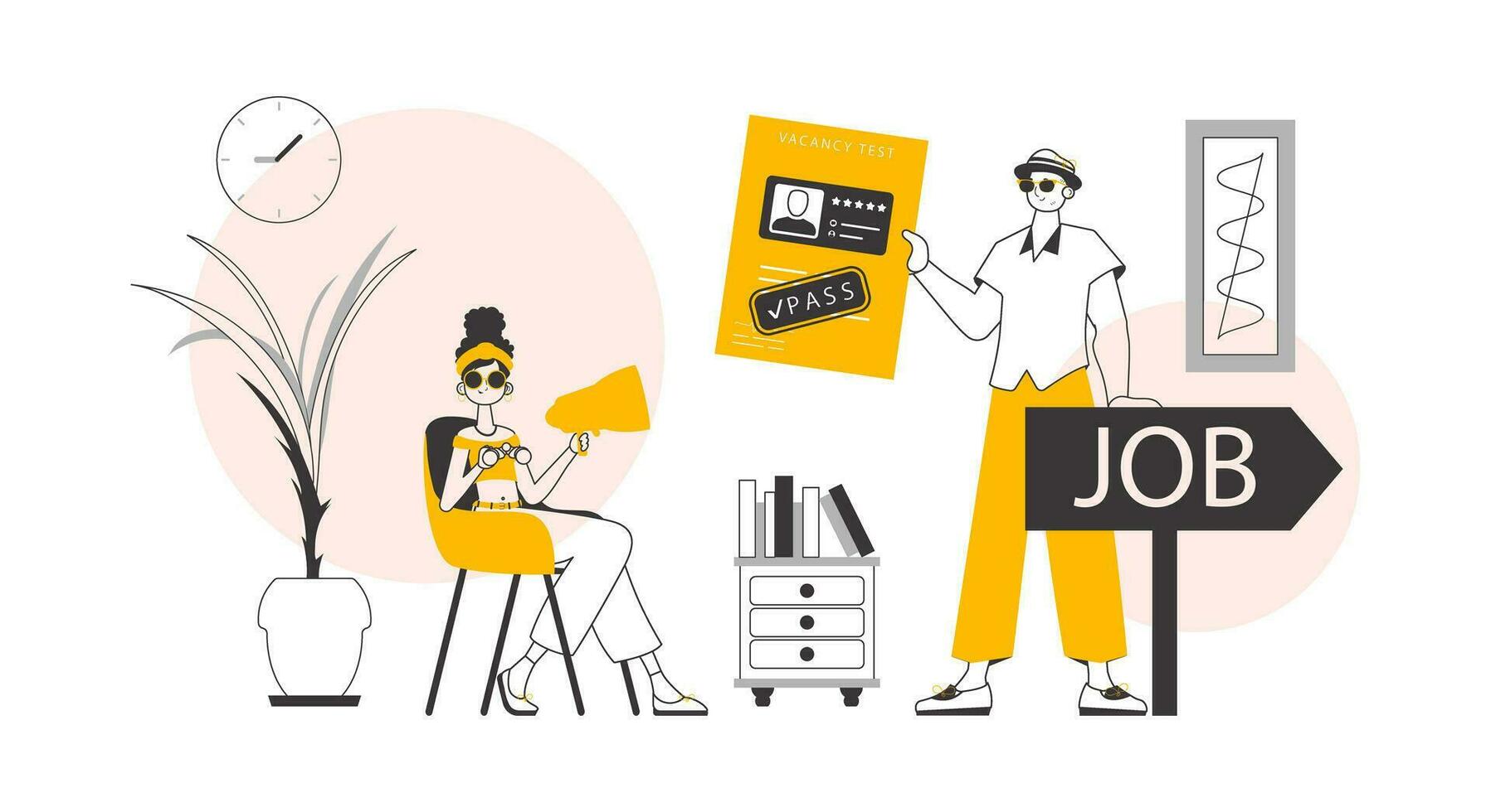 HR team. The concept of finding employees for work. Lineart trendy style. Vector. vector