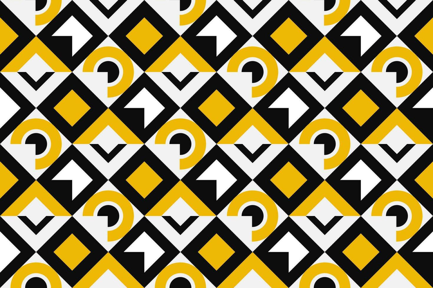 modern Bauhaus seamless Pattern in geometric shapes. Geometric black, yellow and white Banner. vector