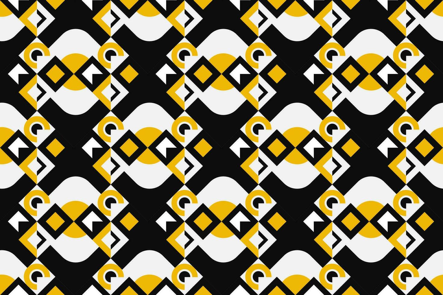 modern Bauhaus seamless Pattern in geometric shapes. Geometric black, yellow and white Banner. vector