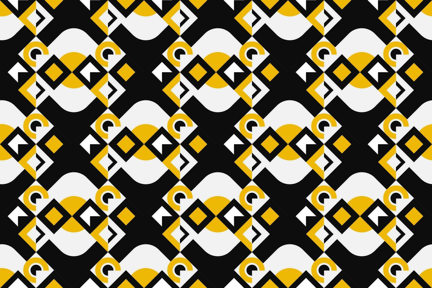 modern Bauhaus seamless Pattern in geometric shapes. Geometric black, yellow and white Banner. vector