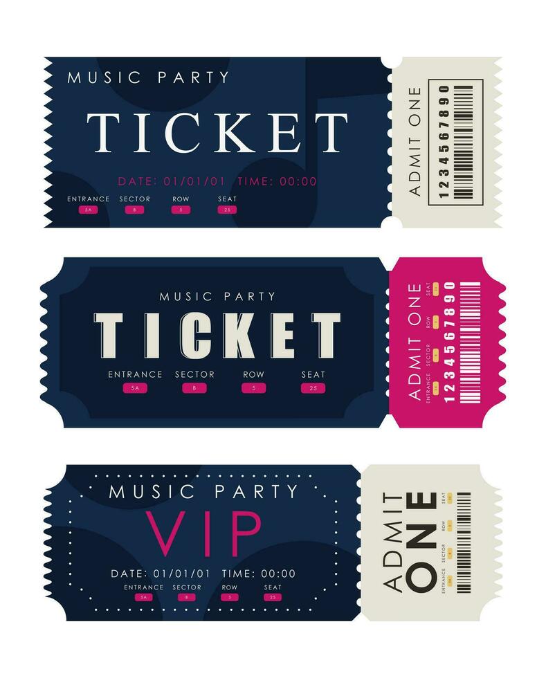 Ticket template set. Pass card design. Isolated. Vector. vector