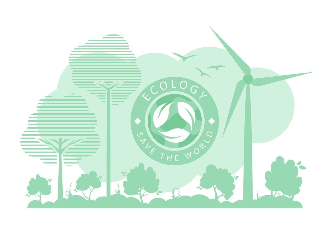 Green Background on the theme of ecology and green energy. . vector