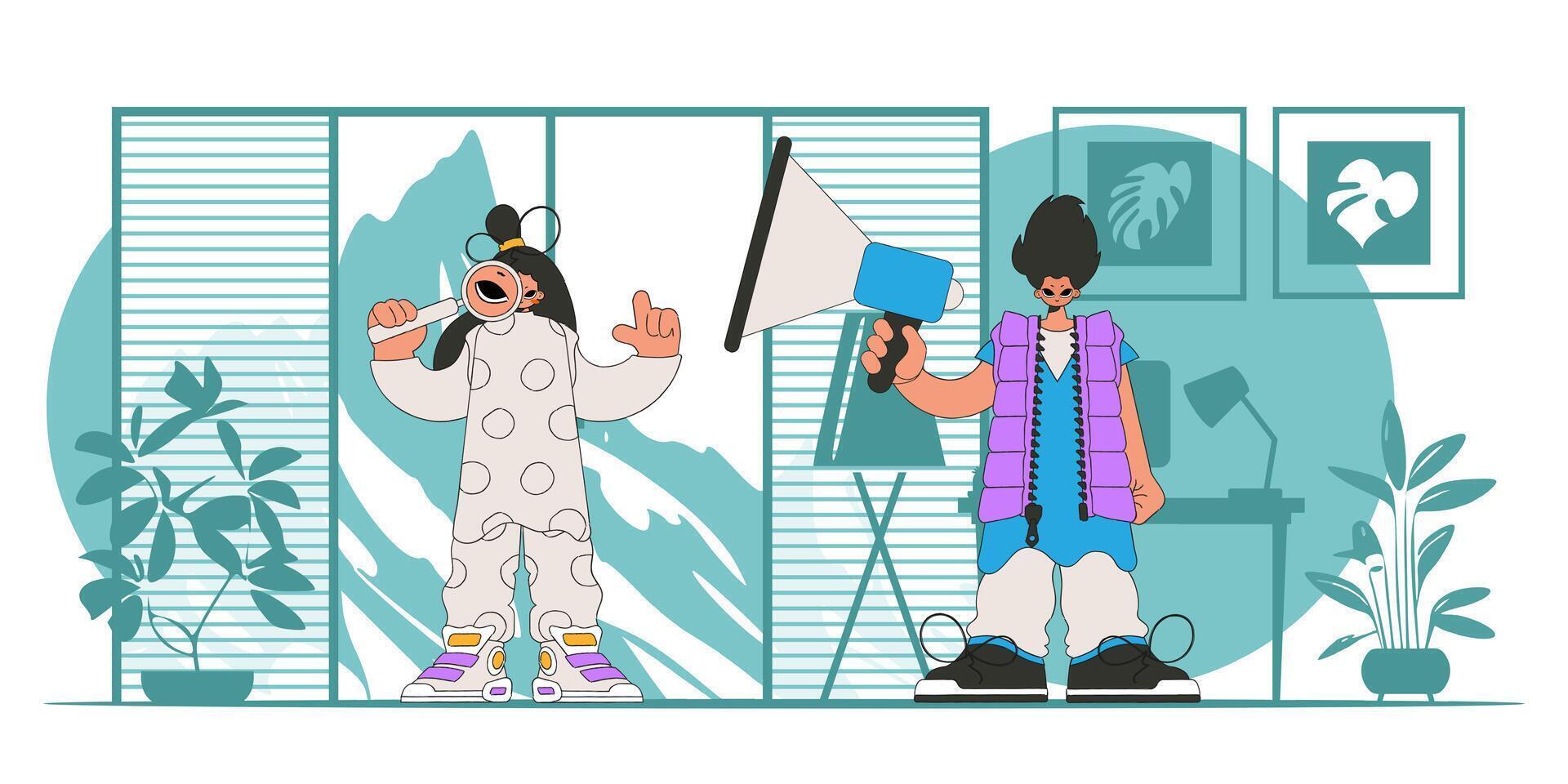 Woman and man workers in the field of Human Resources. vector