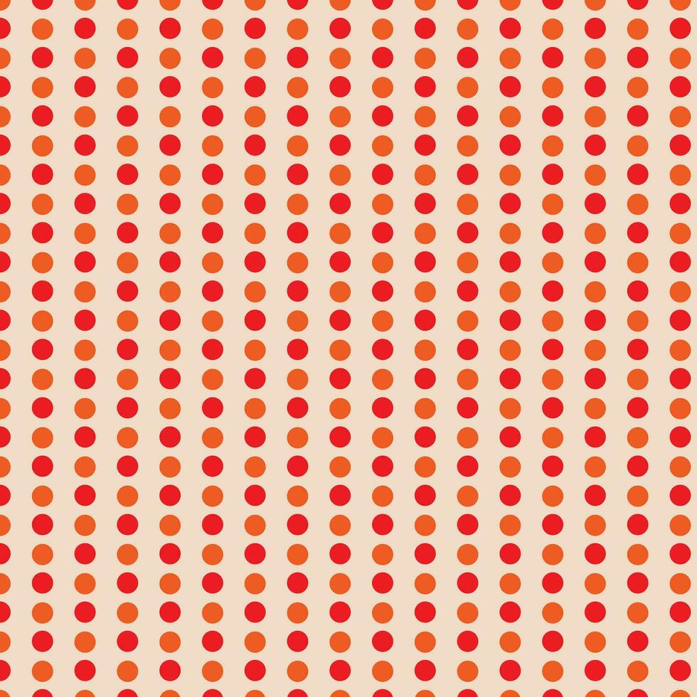 abstract wavy seamlees red, orange color polka dot pattern on cream color background vector