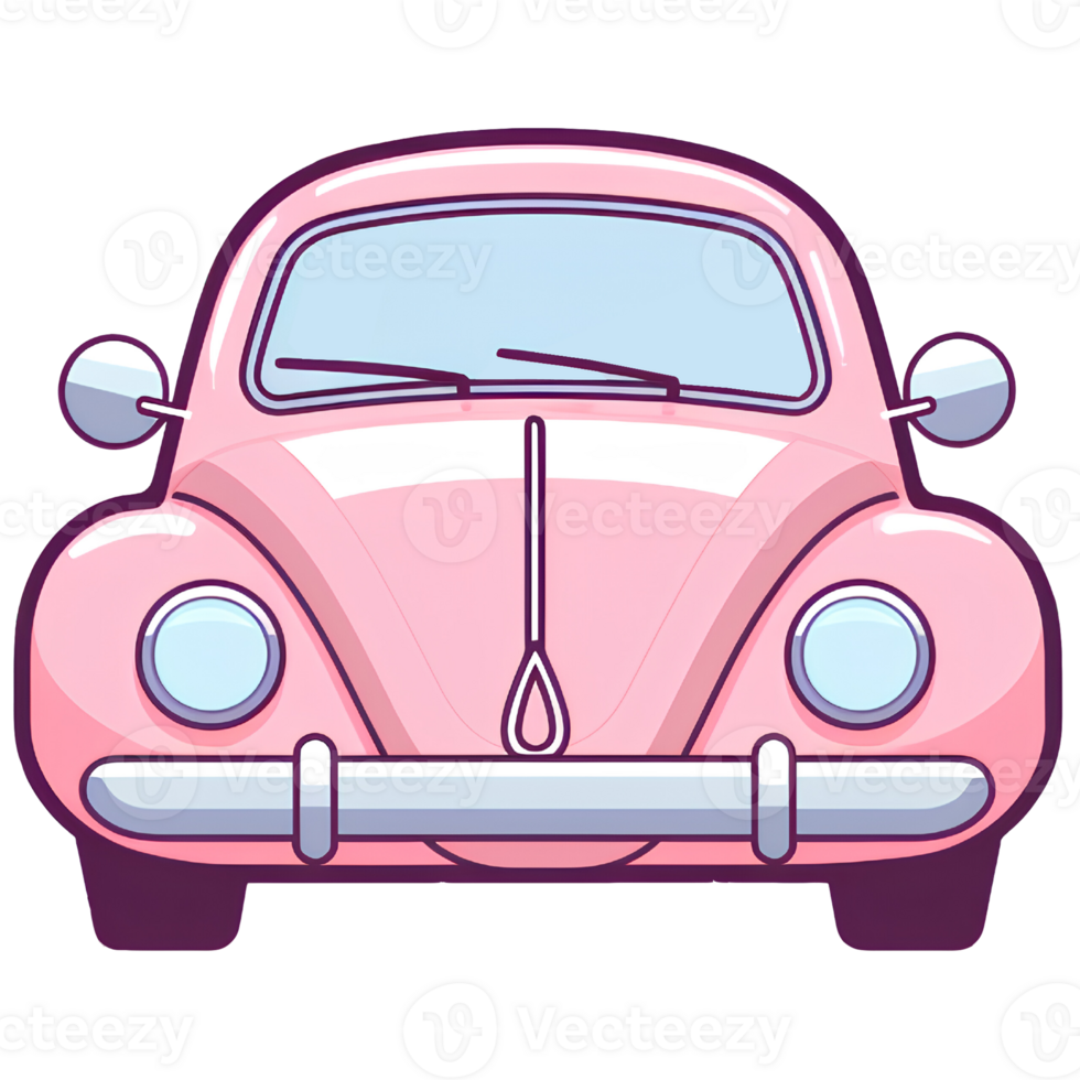 söt bil rosa tecknad serie ai generativ png