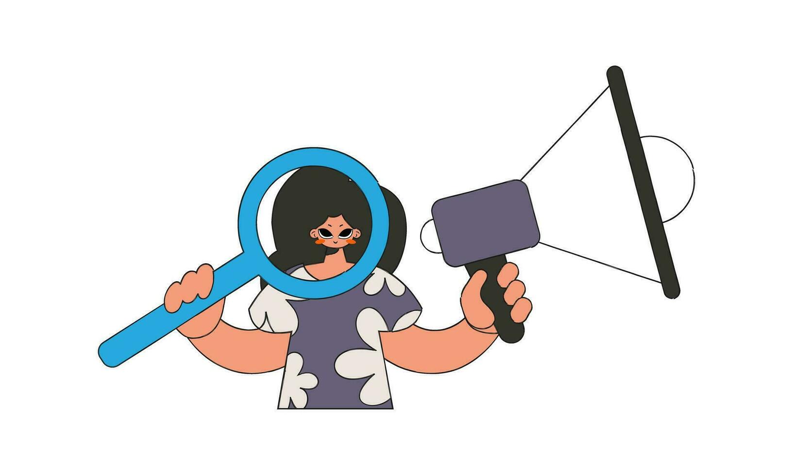 A woman is holding a megaphone. The sphere of human resources. vector