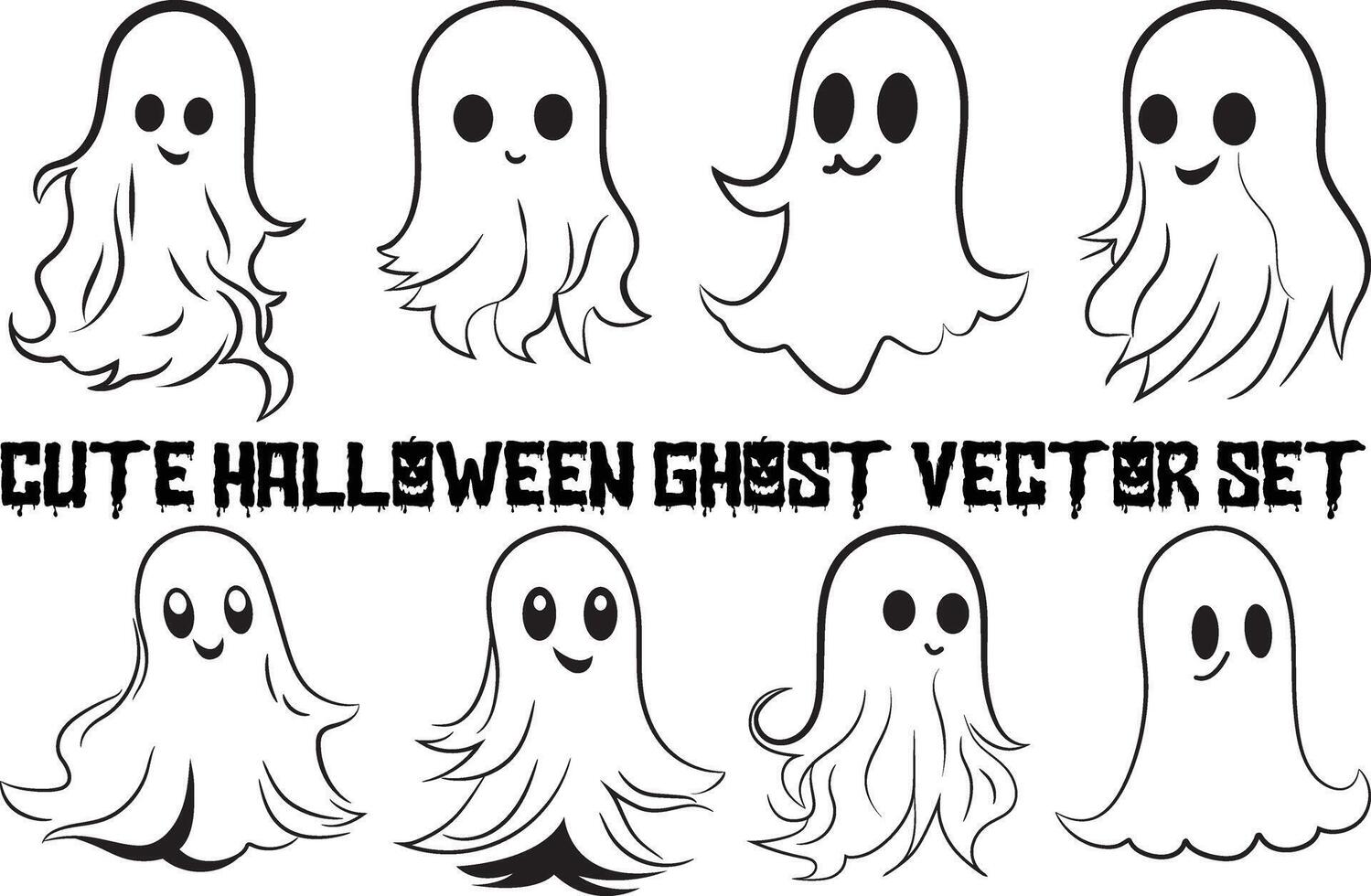 Cute Halloween ghost vector, Ghost clipart for Halloween, Spooky ghost illustration, Ghost character for Halloween. vector