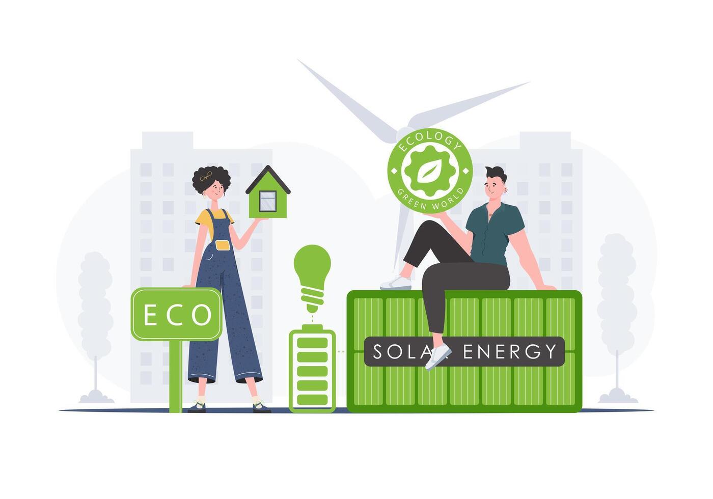 ECO people. The concept of ecology and green energy. trend illustration. vector