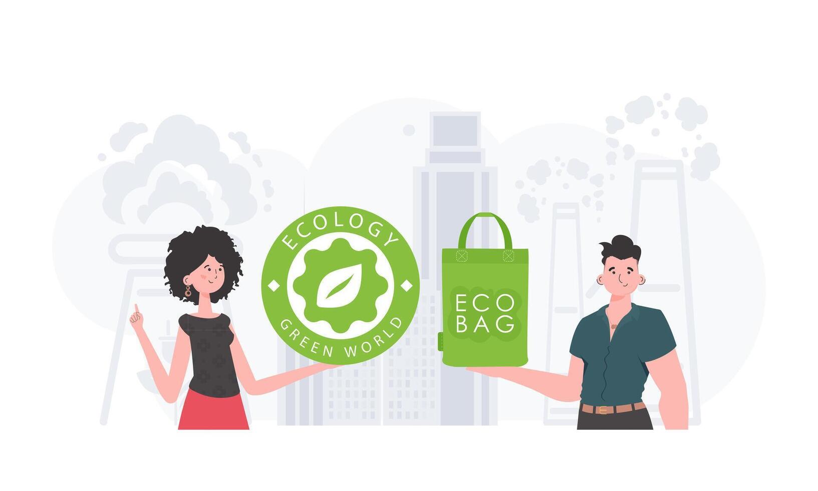 The concept of ecology and care for the environment. People who care about the environment. Flat style. illustration. vector