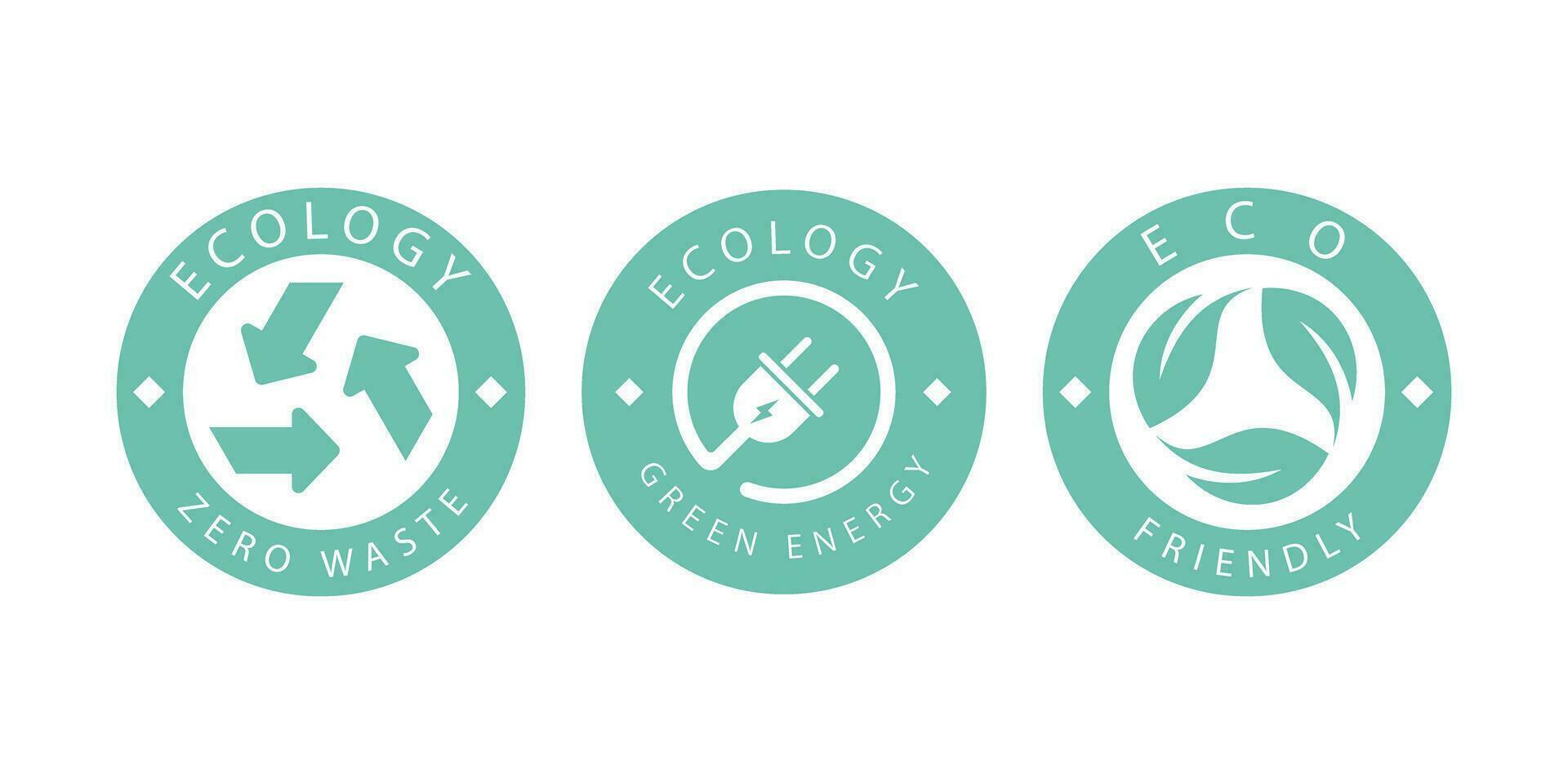 un conjunto de logos en el tema de reciclaje, ecología y cero contaminación. aislado en blanco antecedentes. vector ilustración.