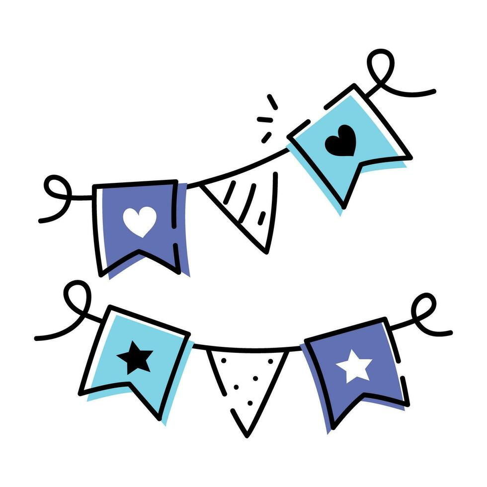 Appealing doodle icon of party garland vector