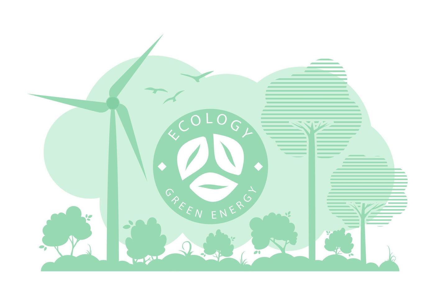 Green Background on the theme of green energy and ECO. Vector illustration.
