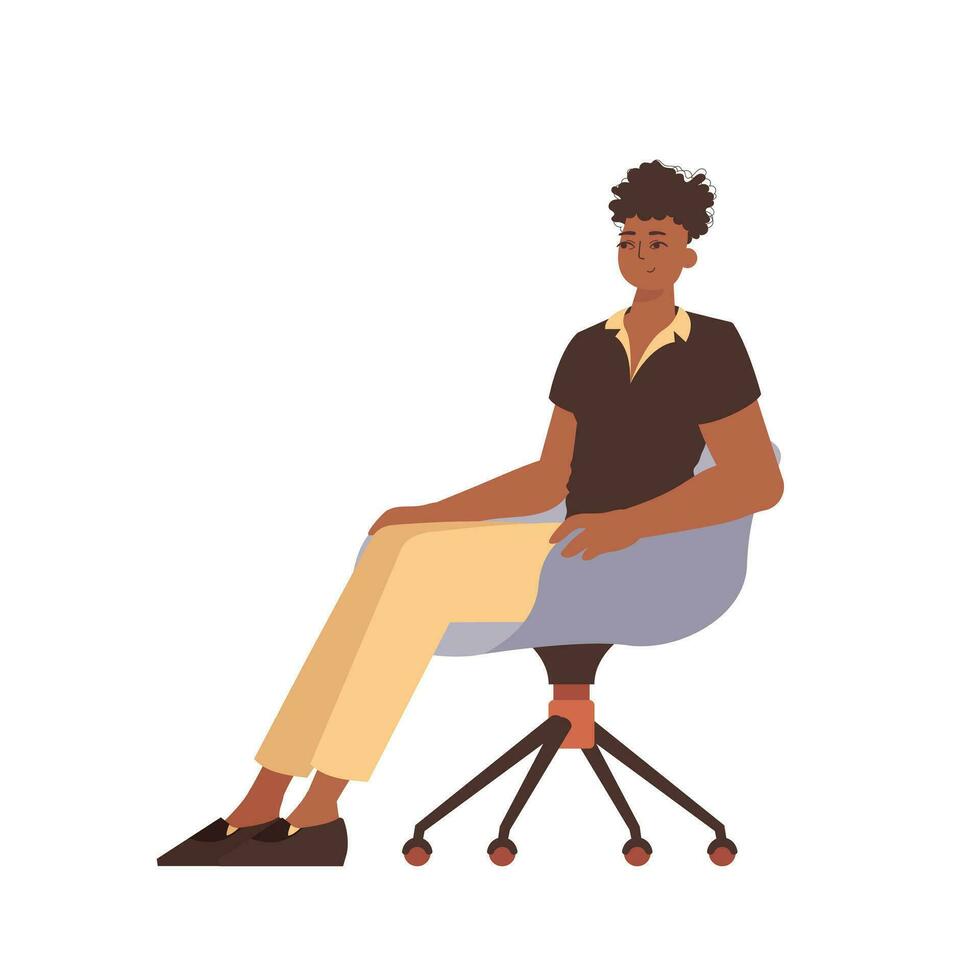 el chico es sentado en un silla. personaje en moderno de moda estilo. vector
