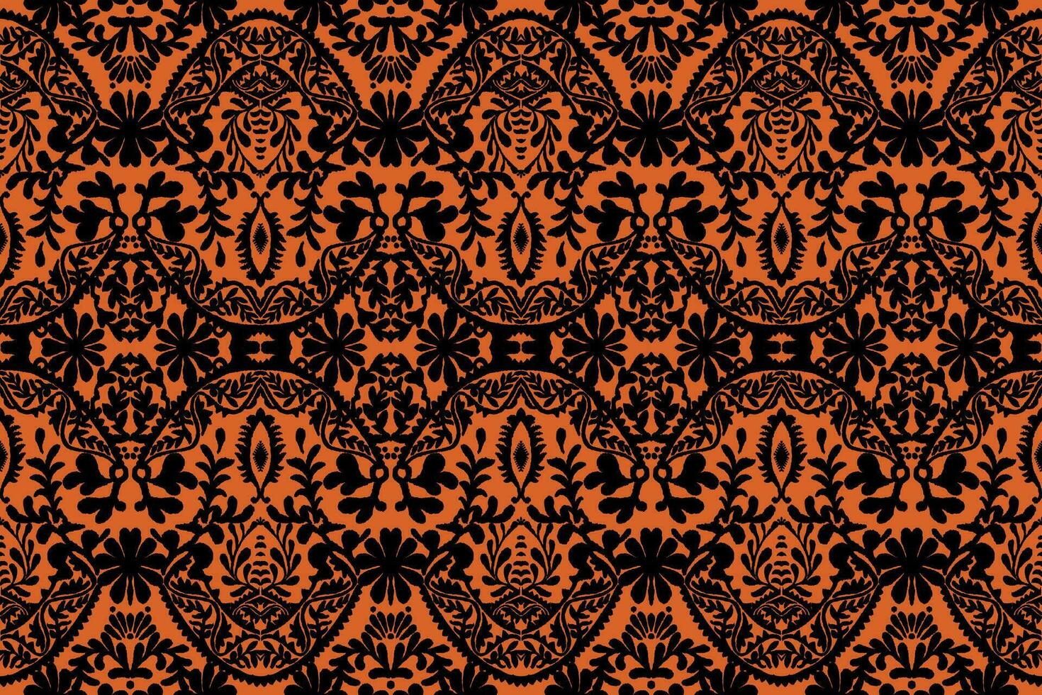 Holloween seamless pattern for retro wallpapers. Enchanted Vintage Flowers. Arts and Crafts movement inspired. Design for wrapping paper, wallpaper, fabrics and fashion clothes. Ikat pattern. vector