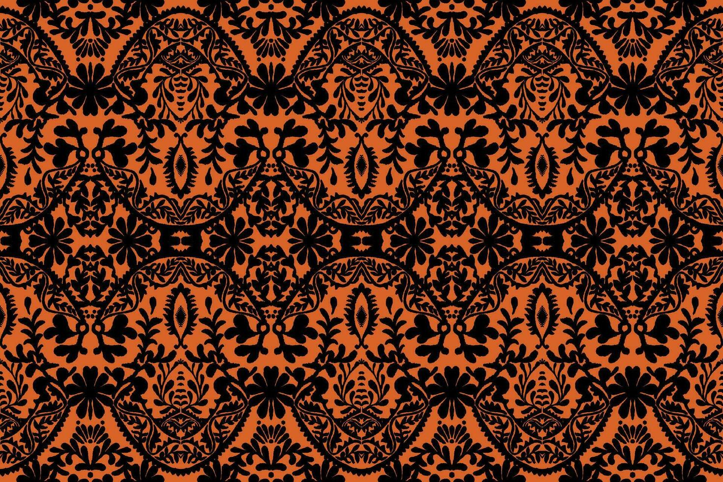 Holloween seamless pattern for retro wallpapers. Enchanted Vintage Flowers. Arts and Crafts movement inspired. Design for wrapping paper, wallpaper, fabrics and fashion clothes. Ikat pattern. vector