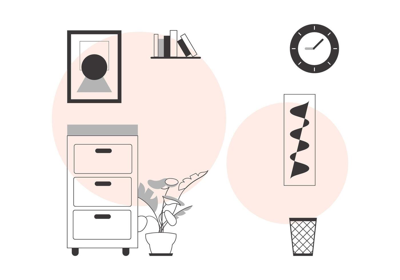 Interior in minimalistic linear style. background for presentations, posters and applications. Vector illustration.