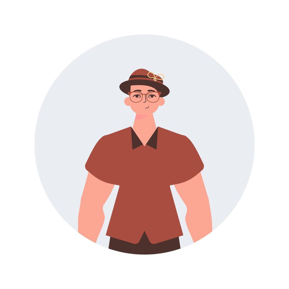 Round avatar of a man. Character with a modern style. vector