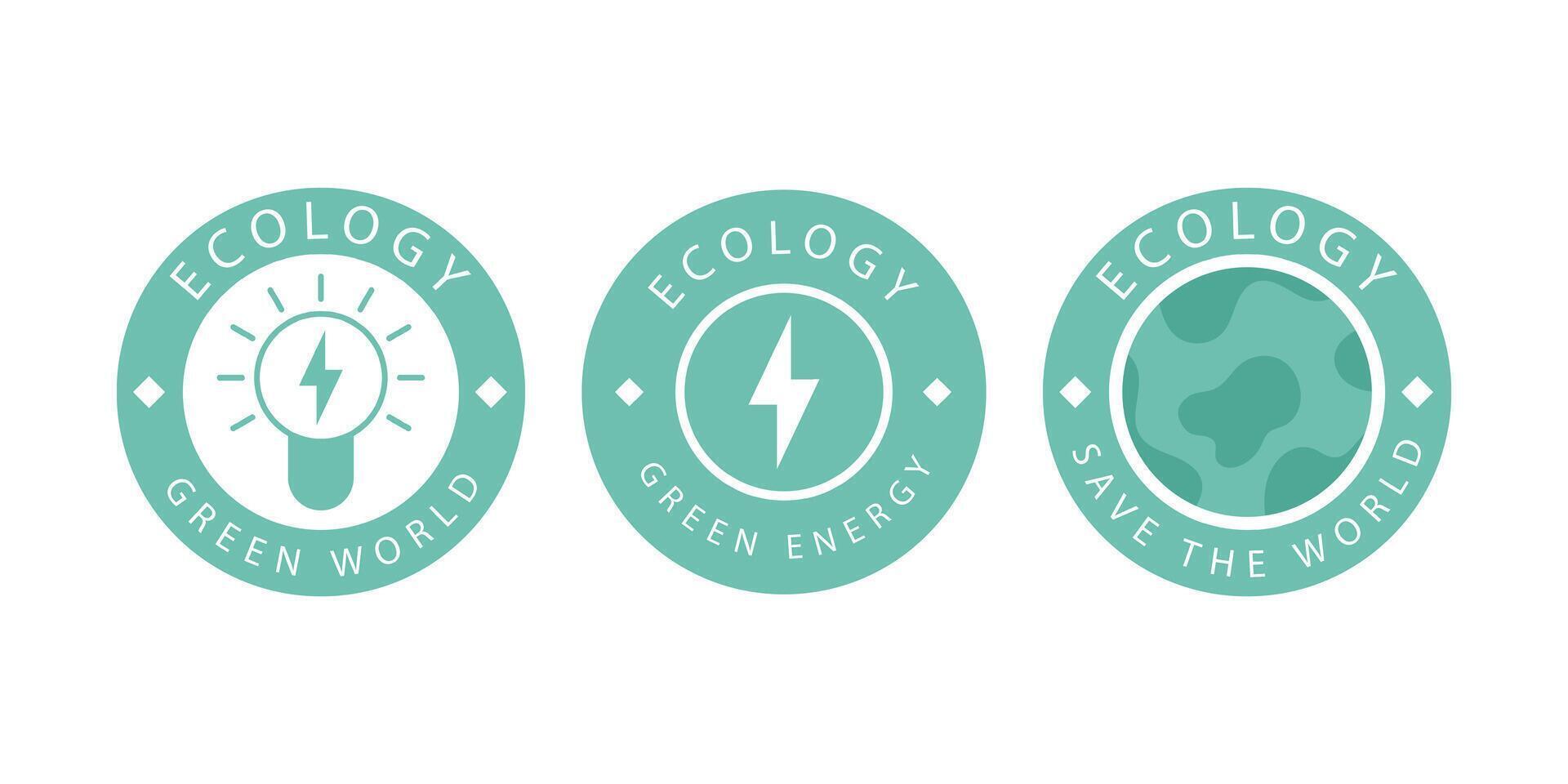 A set of logos on the theme of recycling, ecology and zero pollution. Isolated on white background. illustration. vector