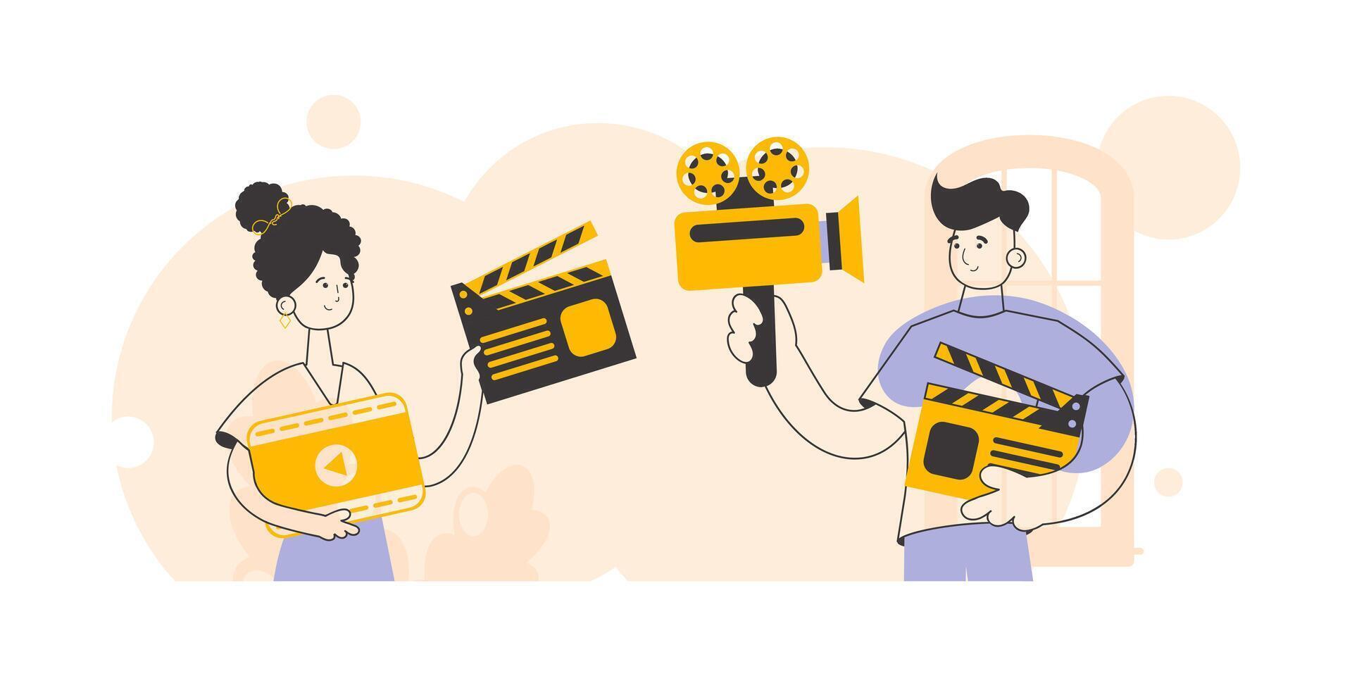 blogging team. Trendy linear style. Vector. vector