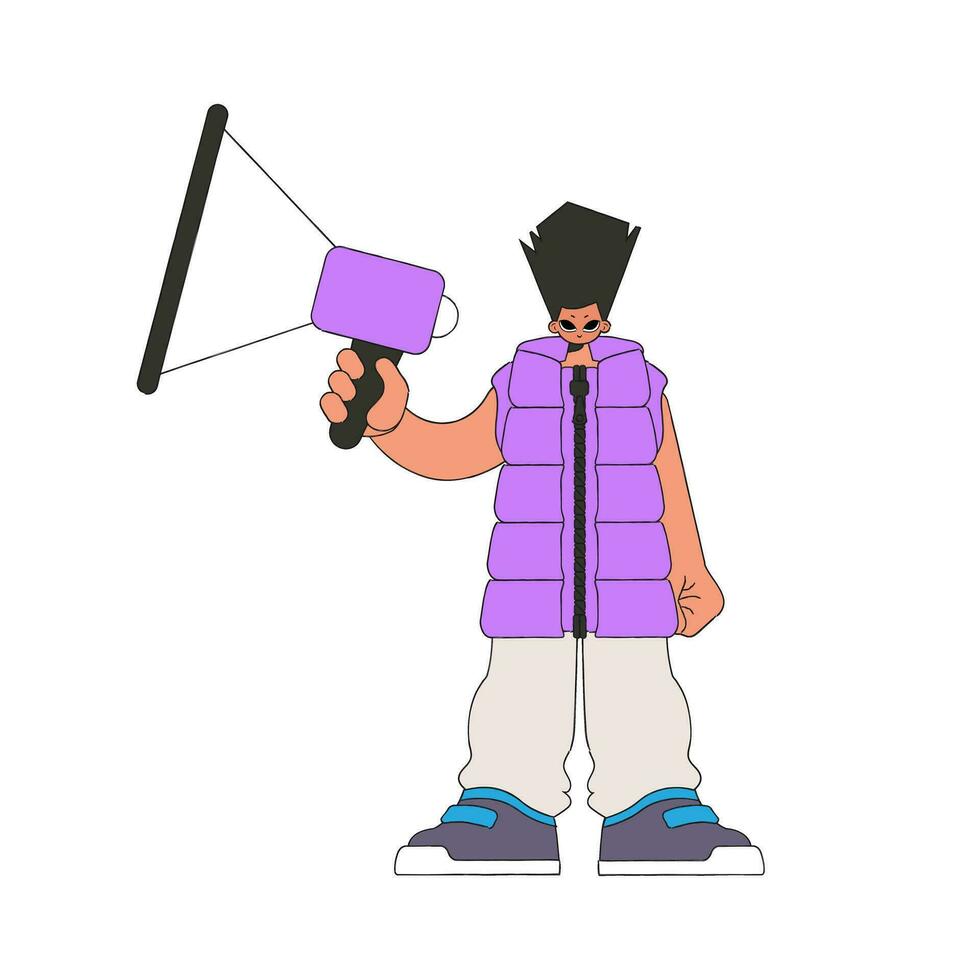 A man with a megaphone. labor market. Human resource and recruitment. vector