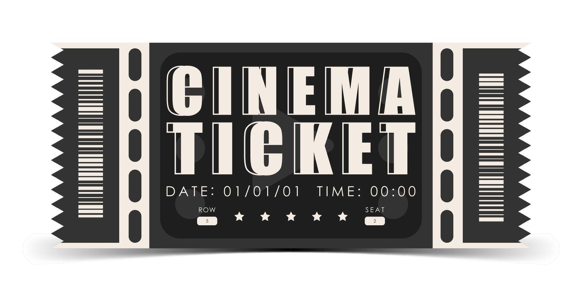 Cinema ticket template. Ticket design template. Vector illustration.