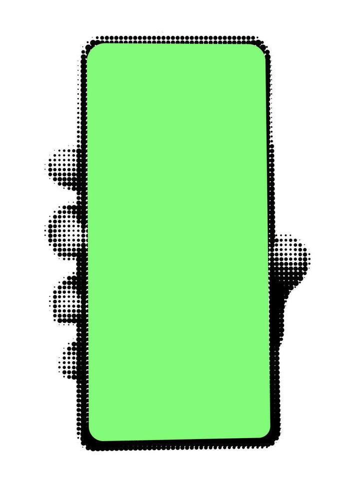 Halftone hand holding phone vertically vector illustration