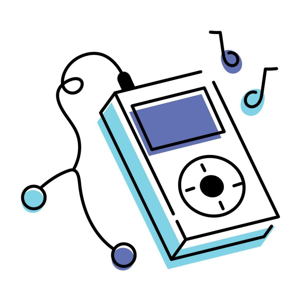 Hand drawn icon of mp3 player vector