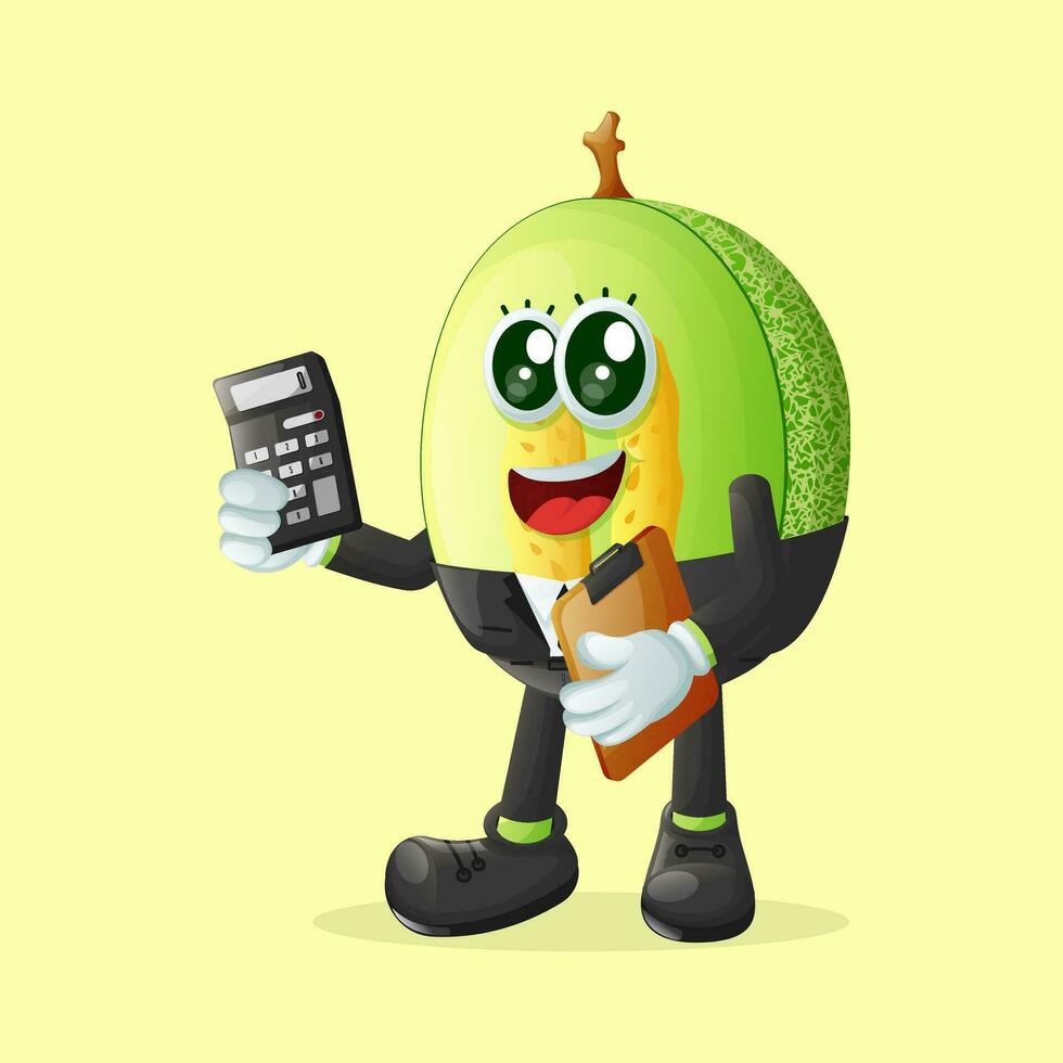 honeydew melon character using a calculator vector