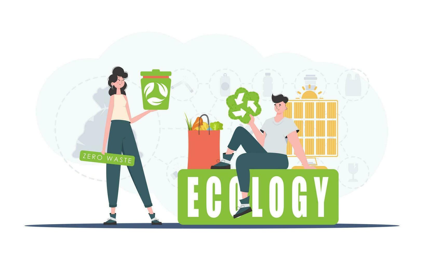 Ecology and green planet concept. Environmental protection. Save the planet. Flat trendy style. Vector. vector