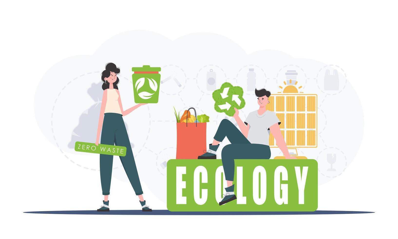 Ecology and green planet concept. Environmental protection. Save the planet. Flat trendy style. . vector