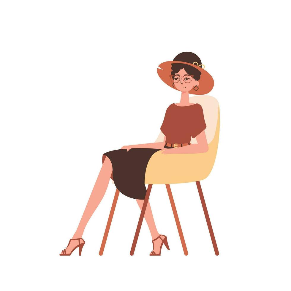 el niña es sentado en un silla. personaje con un moderno estilo. vector