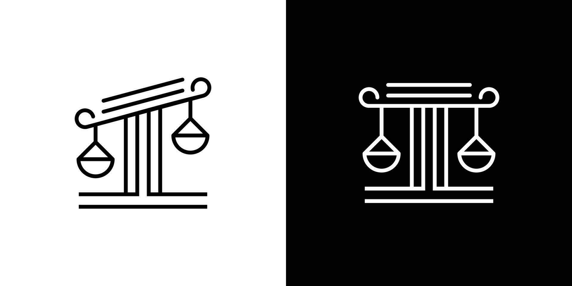 logo design of scales combined with pillars and made in a minimalist line style, suitable for a legal logo vector