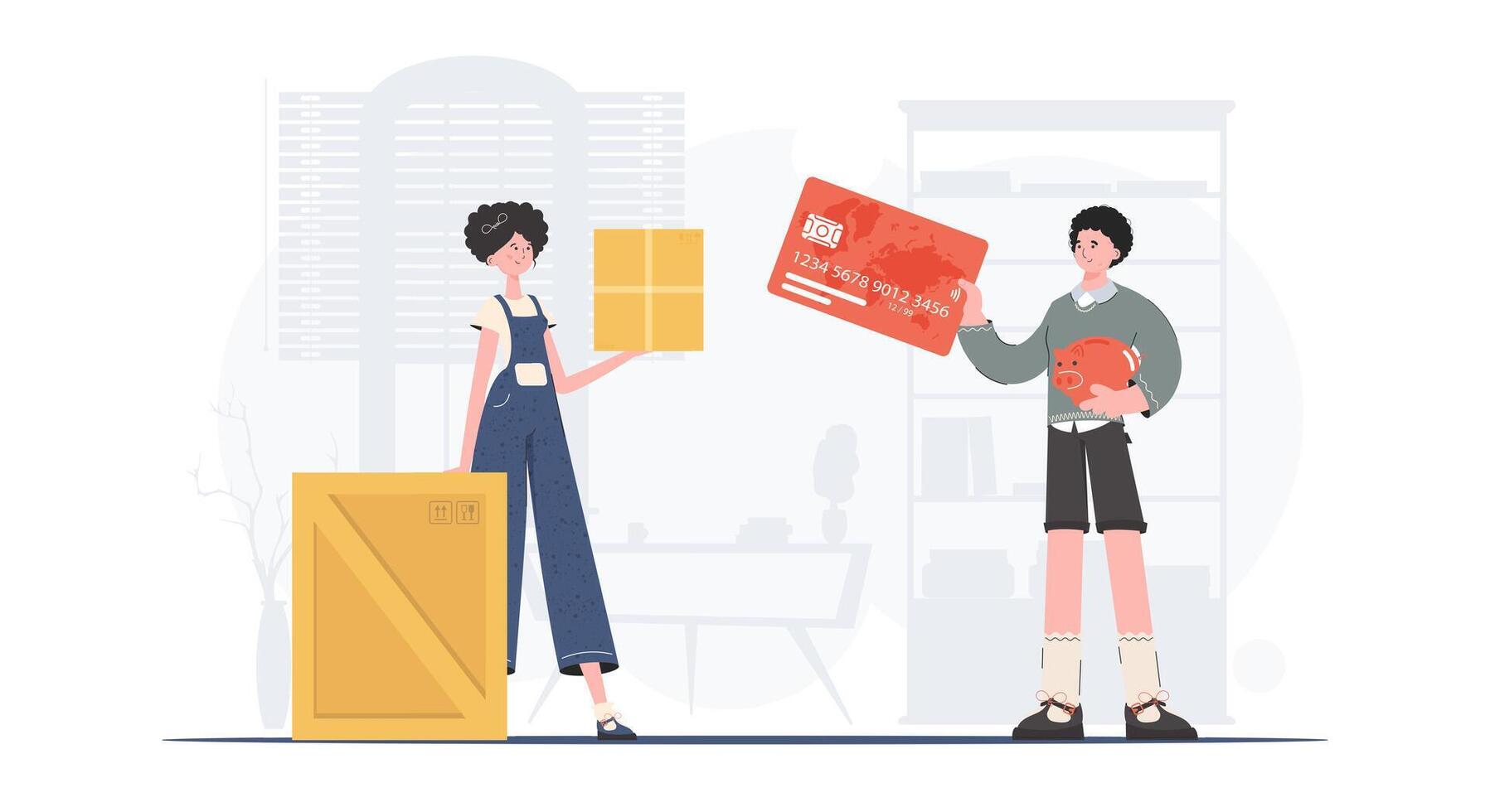 paquete o empaquetar entrega. vector ilustración. dibujos animados estilo.