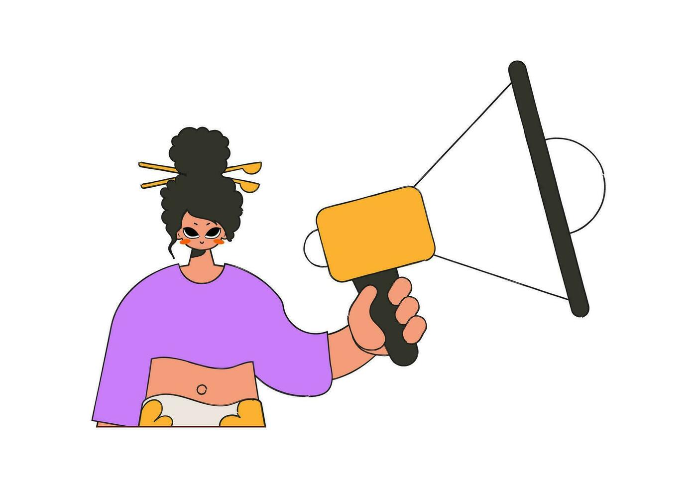 Woman with a megaphone. labor market. Personnel search. vector