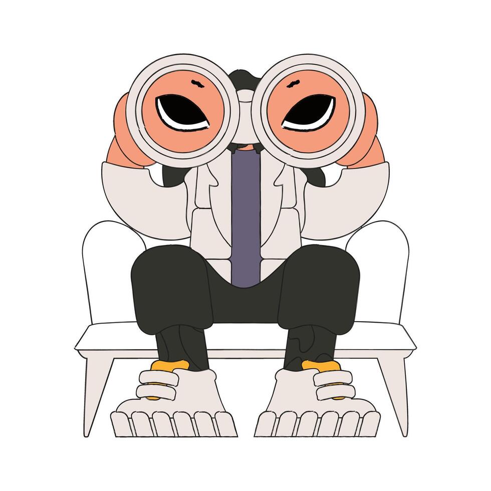 A young girl holds binoculars in her hands. Good for job postings and flyers. vector