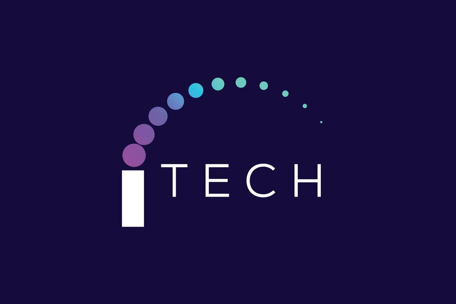 Trendy and Professional Colorful letter i Tech logo design vector template