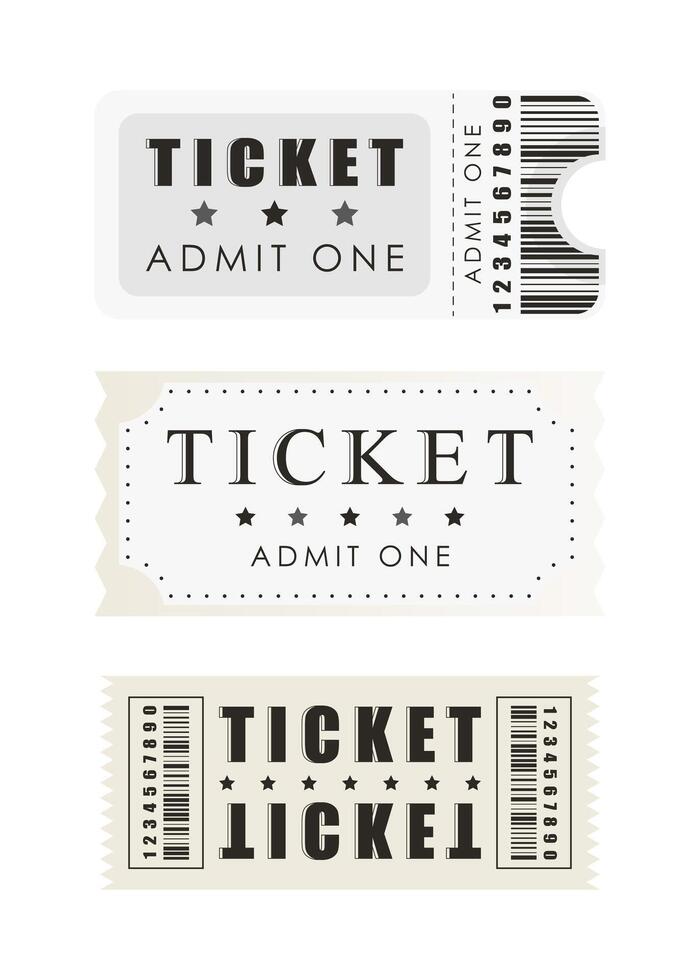 Ticket template set. Pass card design. Isolated on white background. Vector. vector