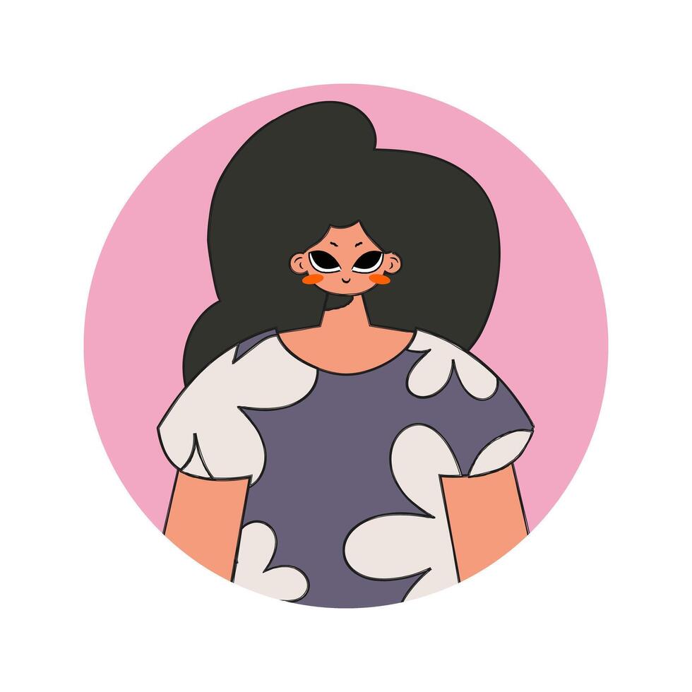 avatar de un niña en el estilo de el años 90 vector