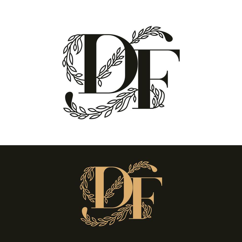 dibujado a mano Boda monograma df logo vector