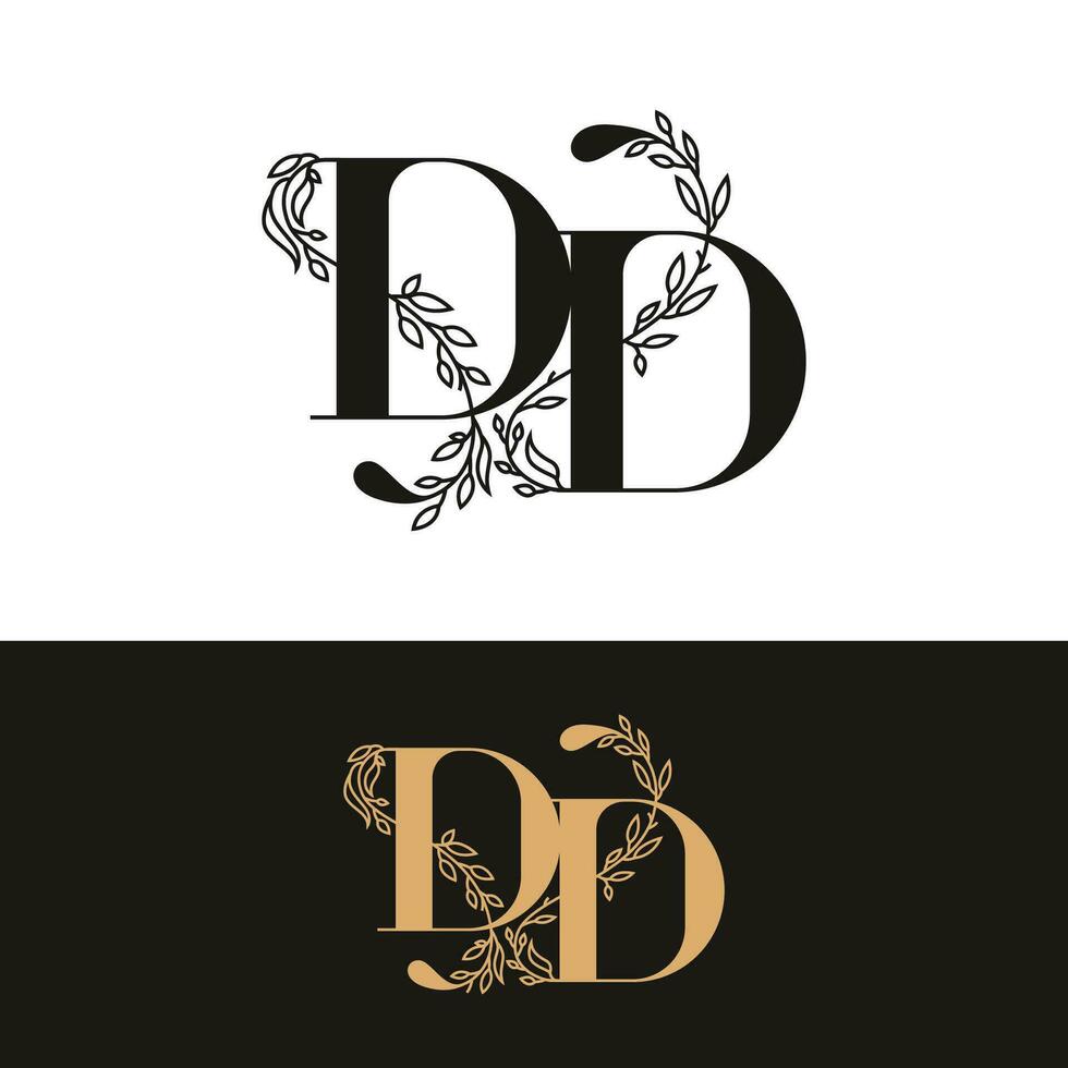 handdrawn wedding monogram DD logo vector