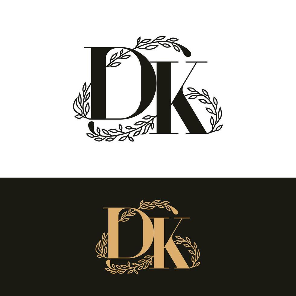 handdrawn wedding monogram DK logo vector