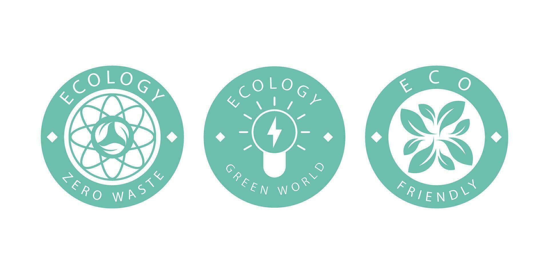 un conjunto de logos en el tema de reciclaje, ecología y cero contaminación. aislado en blanco antecedentes. vector ilustración.