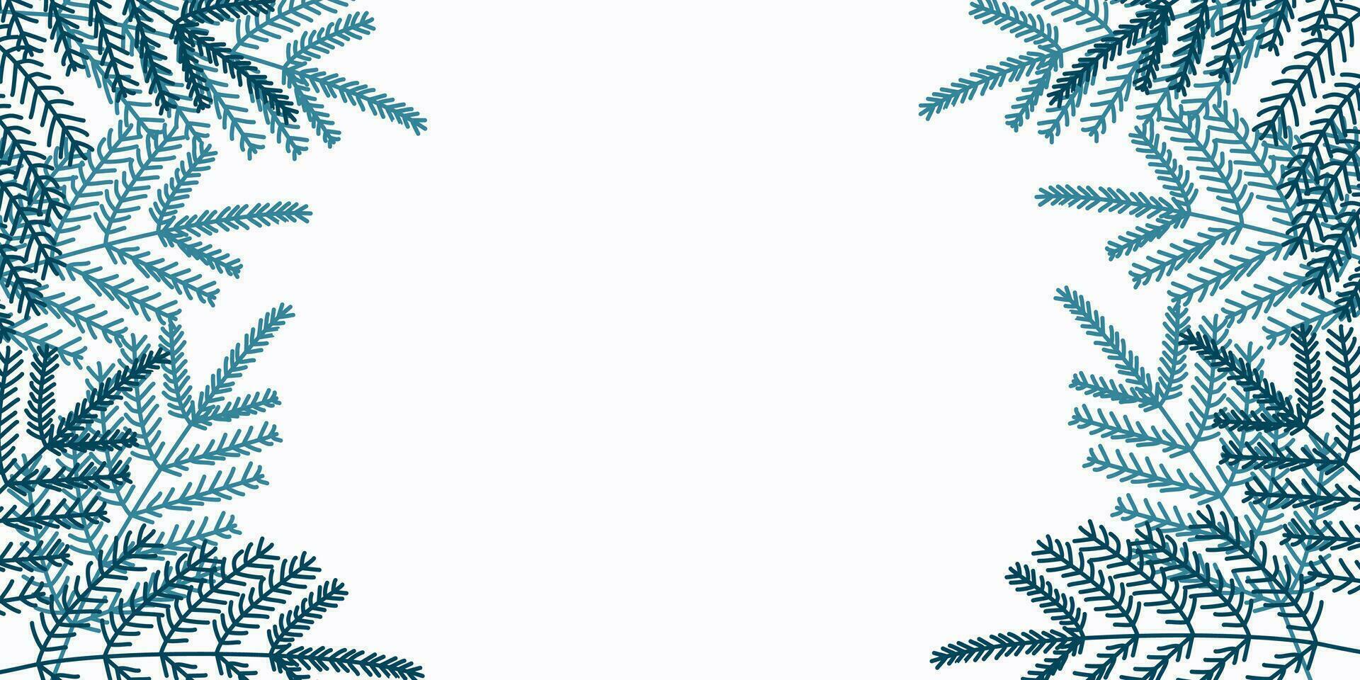 verde abeto ramas marco aislado en un blanco antecedentes con Copiar espacio para texto. plano vector ilustración para invierno fiesta decoración, bandera, tarjeta postal. Navidad modelo.